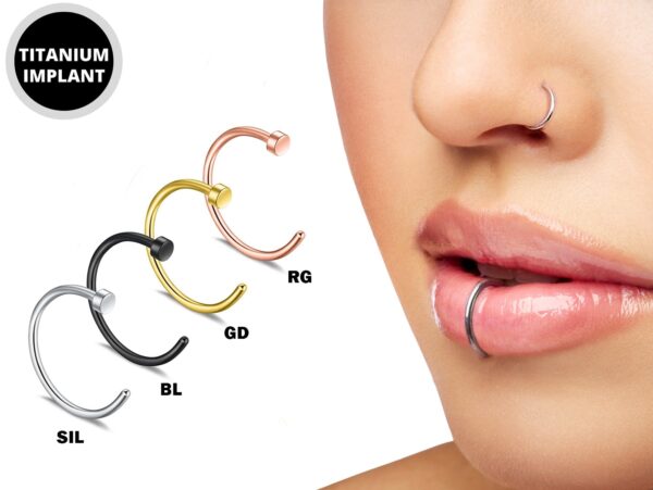 Titanium Faux Nose Ring Piercing - 20g 18g 16g C Clip Ring Fake Lip Ring Also for Cartilage, Tragus, Ring Hoop, Indian Nose Ring