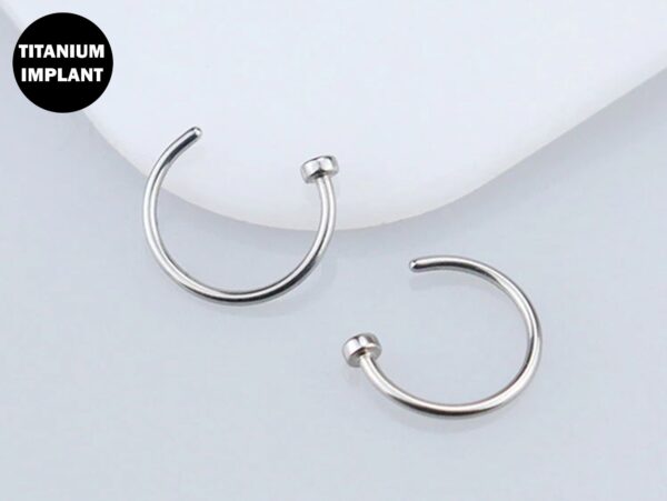 Titanium Faux Nose Ring Piercing - 20g 18g 16g C Clip Ring Fake Lip Ring Also for Cartilage, Tragus, Ring Hoop, Indian Nose Ring