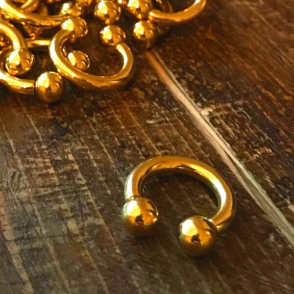 Horseshoe Ring Piercing 18g to 00g Gold Septum Jewelry Bull Piercing Also for Nipple, PA Ring, Lips - Internal or External Threaded