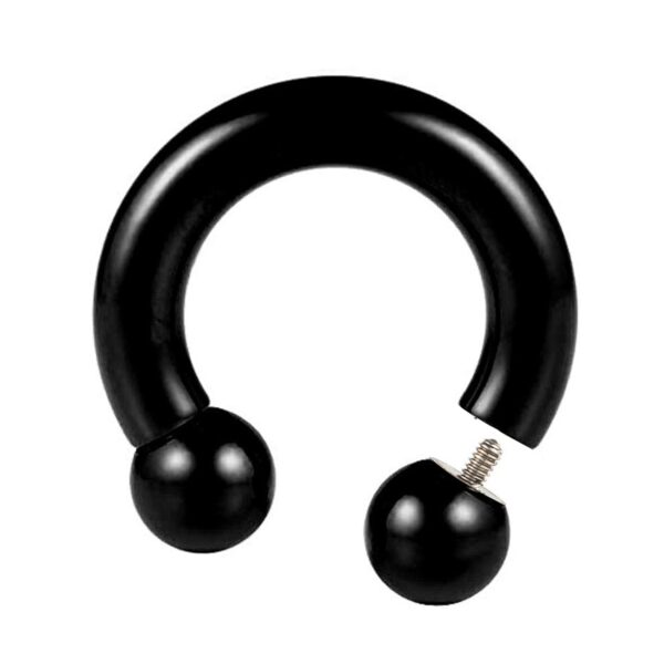 Horseshoe Ring Piercing 18g to 00g Black Septum Jewelry Bull Piercing Also for Nipple, PA Ring, Lips Internal / External Threaded