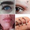 Titanium Black Eyebrow Piercings - External / Internal Threading 18g 16g 14g Curved Bar Also Piercing Stud for Anti- Eyebrow, Cartilage Stud