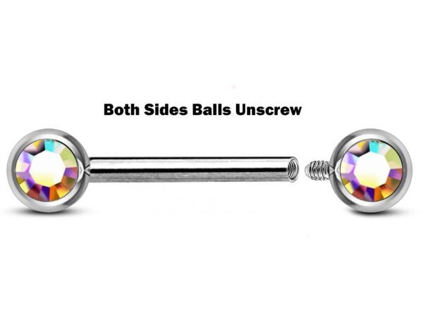 Titanium Nipple Barbell Front Gem, Nipple Jewelry Studs 16g 14g Nipple Piercing Internally Threaded