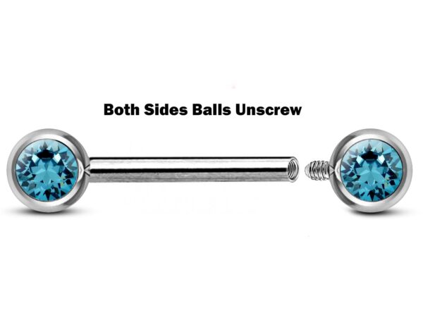 Titanium Nipple Barbell Front Gem, Nipple Jewelry Studs 16g 14g Nipple Piercing Internally Threaded