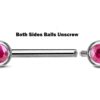 Titanium Nipple Barbell Front Gem, Nipple Jewelry Studs 16g 14g Nipple Piercing Internally Threaded