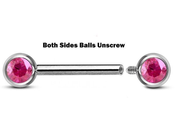 Titanium Nipple Barbell Front Gem, Nipple Jewelry Studs 16g 14g Nipple Piercing Internally Threaded