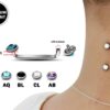 Titanium Dermal Surface Piercing, Nape Piercing - 14g Implant Grade Staple Bar with Top Gem CZ Crystals