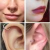 Titanium Clicker Septum with CZ Clear Crystal- 14g Nose Ring Also for Daith Ring, Helix Cartilage Piercing, Lip Ring