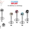 Titanium Lip Piercing, Labret Stud- Multi Stone Ball Labret Jewelry Body Piercing for Monroe Lip Ring, Tragus Helix Earring Stud