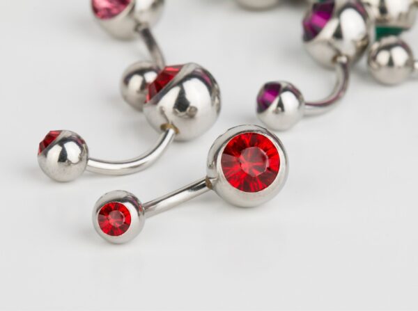 Titanium Belly Ring, Navel Ring - 14g Double Jeweled Belly Crystal Body Jewellery - Short and Long Belly Bars