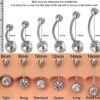 Titanium Belly Ring, Navel Ring - 14g Double Jeweled Belly Crystal Body Jewellery - Short and Long Belly Bars