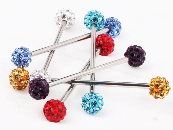 Titanium Nipple Barbell with Disco Ball Crystal, Nipple Jewelry Studs 16g 14g Nipple Piercing - Externally Threaded