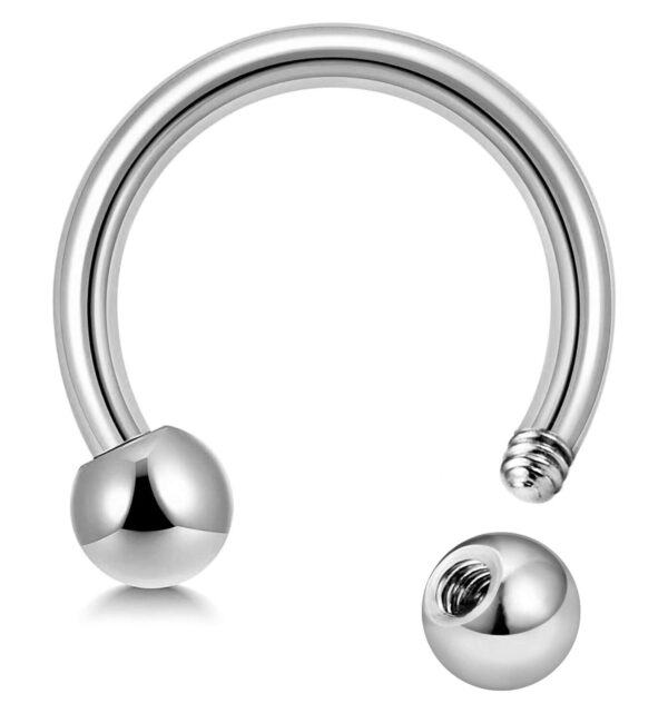 Titanium Horseshoe Ring Piercing 18g to 00g Septum Jewelry Bull Piercing Also for Nipple, PA Ring and Lips - Internal or External Threaded