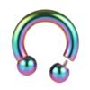 Horseshoe Ring Piercing 18g to 00g Rainbow Septum Jewelry Bull Piercing Also for Nipple, PA Ring, Lips Internal / External Threaded