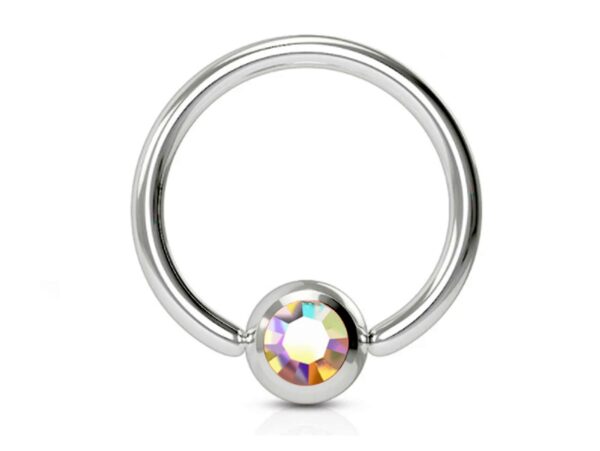 Titanium Captive Bead Ring Nose Septum Piercing 18g 16g 14g Nose Ring with Gem Ball CZ Crystal - Also Piercing for Ears, Nipple, Helix Ring