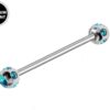 Titanium Industrial Barbell Piercing for Upper Cartilage Earrings with Multi Stone Crystal Ball - 16g 14g Long Barbell