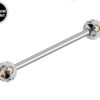 Titanium Industrial Barbell Piercing for Upper Cartilage Earrings with Multi Stone Crystal Ball - 16g 14g Long Barbell