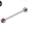 Titanium Industrial Barbell Piercing for Upper Cartilage Earrings with Multi Stone Crystal Ball - 16g 14g Long Barbell