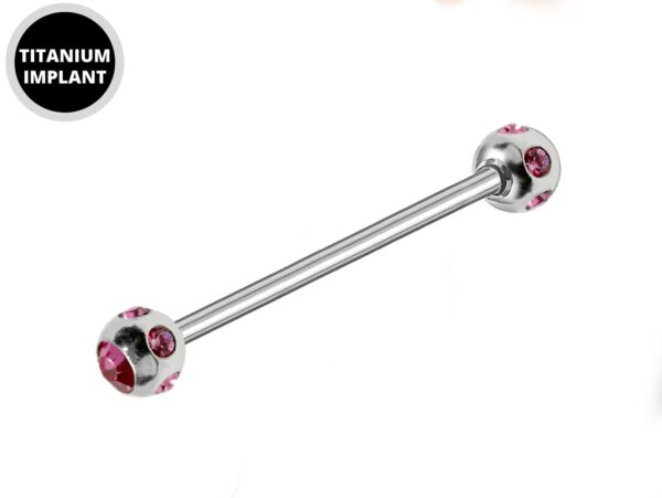 Titanium Industrial Barbell Piercing for Upper Cartilage Earrings with Multi Stone Crystal Ball - 16g 14g Long Barbell