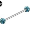 Titanium Upper Ear Industrial Barbell Piercing with Disco Ball CZ Crystals - 16g 14g Long Barbell - Externally Threaded