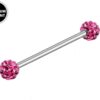 Titanium Upper Ear Industrial Barbell Piercing with Disco Ball CZ Crystals - 16g 14g Long Barbell - Externally Threaded