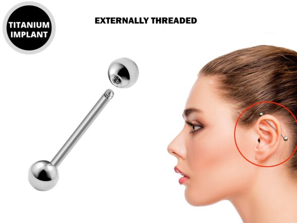 Titanium Industrial Barbell Piercing Jewelry - 16g 14g Body Piercing Also for Nipple, Tongue Bar, Helix, Nose Bridge