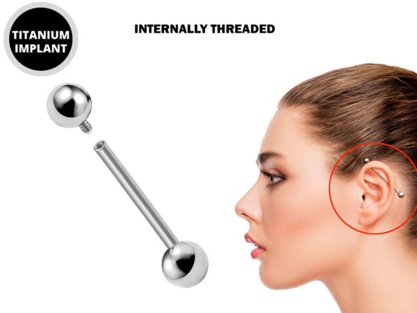 Titanium Industrial Barbell Piercing Jewelry - 16g 14g Body Piercing Also for Nipple, Tongue Bar, Helix, Nose Bridge