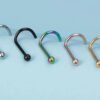 Titanium Indian Nose Studs Nostril Screw 20g 18g 16g Nose pin in many Colours - Vacuum Plated - Externally Threaded Ball