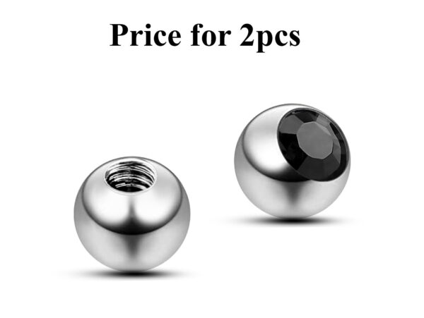 Piercing Ball Replacement Parts, Loose Ball - Titanium Threaded Gem Ball with CZ Crystals Attachment for 18g 16g 14g Barbells Body Piercing