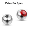 Piercing Ball Replacement Parts, Loose Ball - Titanium Threaded Gem Ball with CZ Crystals Attachment for 18g 16g 14g Barbells Body Piercing