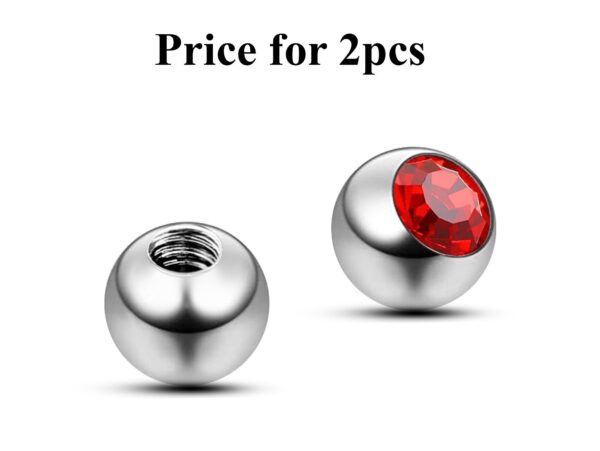 Piercing Ball Replacement Parts, Loose Ball - Titanium Threaded Gem Ball with CZ Crystals Attachment for 18g 16g 14g Barbells Body Piercing