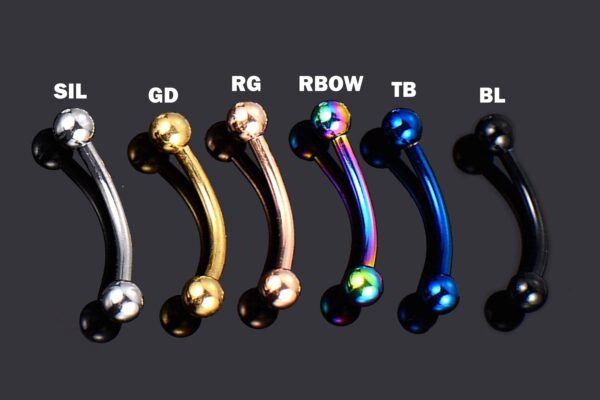 Titanium Nose Bridge Curved Barbell Piercing - 20g 18g 16g 14g Externally Threaded - Body Piercing Also for Eyebrow, Daith, Lips, Earring