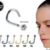 Titanium Indian Nose Studs Nostril Screw with Gem Balls 20g 18g 16g Nose pin in many Colours - Vacuum Plated - Externally Threaded Ball