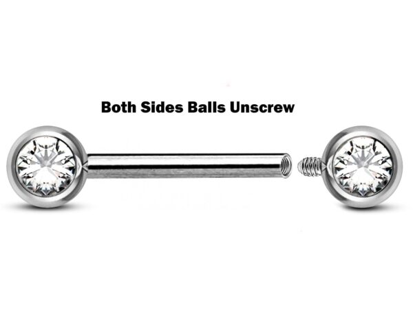 Titanium Nipple Barbell Front Gem, Nipple Jewelry Studs 16g 14g Nipple Piercing Internally Threaded