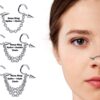 il_fullxfull.4137151128_qon1 Titanium Nasallang Nostril Studs Nose Chain Piercing - 20g 18g 16g Spike/Ball/Cone Nose Stud Externally Threaded Nostril Jewelry