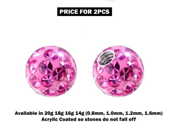 Piercing Ball Replacement Parts, Loose Ball - 2pcs Threaded Acrylic Coated Disco Ball Attachment for 18g 16g 14g Barbells Body Piercing