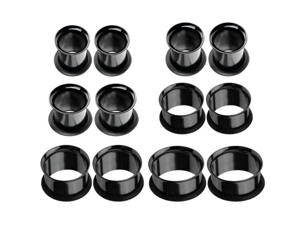 Titanium Single Flare Ear Plugs Eyelet with Black Rubber O-ring - Ear Stretching Kit - 8g 6g 4g 2g 0g 00g - Silver, Black, Gold & Rose Gold