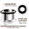 Titanium Single Flare Ear Plugs Eyelet with Black Rubber O-ring - Ear Stretching Kit - 8g 6g 4g 2g 0g 00g - Silver, Black, Gold & Rose Gold