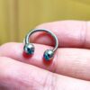 Titanium Horseshoe Ring Piercing 18g 16g 14g Septum Jewelry Bull Piercing with Gem Ball CZ Crystals - Also for Nipple, PA Ring and Lips