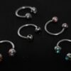 Titanium Horseshoe Ring Piercing 18g 16g 14g Septum Jewelry Bull Piercing with Multi Stone Ball Crystals Also for Nipple, PA Ring and Lips