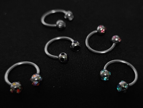 Titanium Horseshoe Ring Piercing 18g 16g 14g Septum Jewelry Bull Piercing with Multi Stone Ball Crystals Also for Nipple, PA Ring and Lips