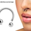 Circular Barbell Nose Ring - Surgical Steel 18g 16g 14g 12g Horseshoe Ring Piercing Also for Helix Lip Nipple Daith Tragus Cartilage Earring