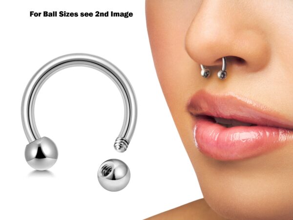 Circular Barbell Nose Ring - Surgical Steel 18g 16g 14g 12g Horseshoe Ring Piercing Also for Helix Lip Nipple Daith Tragus Cartilage Earring