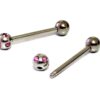 Titanium Tongue Bar, Barbell Stud Piercing with Multi Stone CZ Crystals - 18g 16g 14g Body Piercing Also for Nose Bridge, Nipple Bar