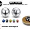 Titanium Plain Ball Replacement Parts - 2pcs Threaded Piercing Ball in many Colours - Attachment for 18g 16g 14g Barbells Body Piercing