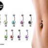 Titanium Belly Ring, Navel Ring - 14g Double Jeweled Belly Crystal Body Jewellery - Short and Long Belly Bars