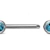 Titanium Nose Bridge Barbell Front Gem CZ Crystal, Barbell Studs 16g 14g Body Piercing Jewellery - Externally Threaded