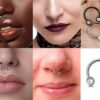 Titanium Horseshoe Front Facing Barbell Nose Septum - 16g 14g Externally Threaded Ring with CZ Crystals - Body Jewelry Lip Ring, Daith Ring