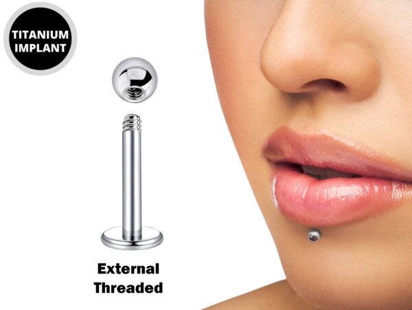 Titanium Labret Stud Piercing 18g 16g 14g Lip Piercing External or Internally Threaded for Tragus Helix Cartilage Madonna Medusa Side Labret