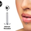 Titanium Labret Stud Piercing 18g 16g 14g Lip Piercing External or Internally Threaded for Tragus Helix Cartilage Madonna Medusa Side Labret