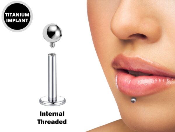 Titanium Labret Stud Piercing 18g 16g 14g Lip Piercing External or Internally Threaded for Tragus Helix Cartilage Madonna Medusa Side Labret